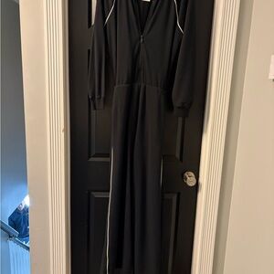 SPANX Black Air Essential's Pique Half Zip Jumpsuit